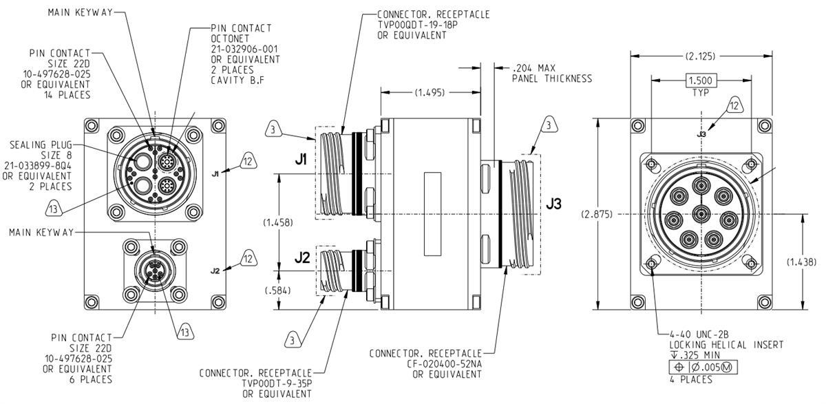 Mechanical Drawing - Amphenol Aerospace Rugged Ethernet Switches